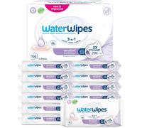 WaterWipes Sensitive+ Soothing Wipes, 720 Count (12 Packs), 3-In-1 Cleans, Cares