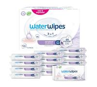 WaterWipes Sensitive+ Soothing Wipes, 720 Count (12 Packs), 3-In-1 Cleans, Cares, Soothes, 99% Water with Botanical Extract, Unscented Baby Wipes