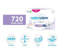 WaterWipes Sensitive Soothing Wipes 720 Count 12 Packs 3In1 Cleans Car