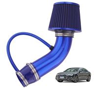 WateryWave Universal Cold Air Intake Kit 3" 76mm Cone Alumimum Air Filter Car Induction Kit for Cars Mods and Racing Performance Air Filter Enhancements，Air Purifier Filter for My Car (Blue)
