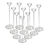 WATFOERS 10pcs 8.6 Inch Tall Place Card Holders Heart Shape Table Number Holder Stands Picture Photo Note Memo Clip for Wedding