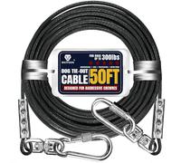 WATFOON 50Ft Dog Tie Out Cable, Training Leads Dog Run Leash for Yard, Reflective Heavy Duty Pet Runner Cable for Dogs Up to 300 Pounds, 1000lbs Break Strength Camping Steel Wire Chain