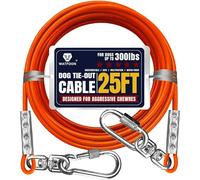 WATFOON Tie Out Cable for Dogs Up to 300lbs,100ft Extra Strong 1000lbs Break Strength Tie-Out Tether Trolley Training Lead,Dog Run Cable for Yard Garden Park Camping Outside (Orange, 300lbs 25ft)