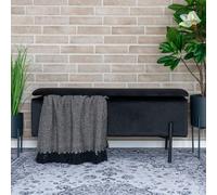 Watford Bench - Black Velvet Fabric - Storage