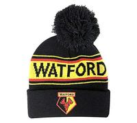 Watford FC Adults Unisex Text Cuff Knitted Beanie (One Size) (Black/Yellow/Red)
