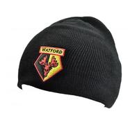 Watford FC Men's Embroidered Knitted Roll Down Beanie in Black Watford FC Black One Size