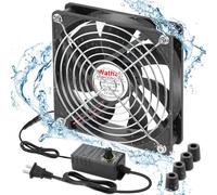 Wathai 120mm x 25mm Waterproof Small Box Fan IP67 12V Computer Fan with AC Plug Speed Controller 110v 120v 220v 240v for Biltong Box, Aquarium, Greenhouse Cooling