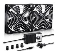 Wathai Big Airflow 2 x 120mm 240mm Computer Fan with AC Plug Cabinet Fan 110V 240V AC Power Supply, Speed Controller 3V to 12V, for Mining Machine Chassis Server Workstation Cooling