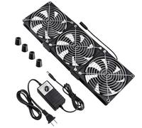 Wathai Dual Ball 3 x 120mm Computer Fan with AC Plug DC 12V Big Airflow Fans with 110V 120V 220V 240V AC Speed Controller for DIY Cabinet Chassis Machine Server Workstation Cooling
