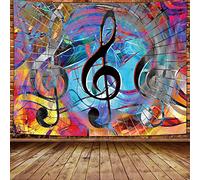 Wathon Trippy Musical Note Tapestry Wall Hanging for Bedroom, Hippie Style Rock Lover Wall Decor 90X70IN