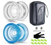 WATIEOBOO Yoyo P02 Crystal Yo Yo 2-Piece Set - Responsive & Unresponsive Dual Mode Yoyo, Finger Spin yoyo, Trick yo yo for Beginners & Adult Professional Players, Best YoYo Gift