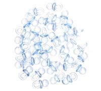 WATIIFUFU 100pcs Miniature Pacifiers DIY Decorations for Shower Party Favors Transparent Blue Acrylic Pacifier Beads for Crafting and Gender Reveal Celebration