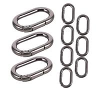 WATIIFUFU 10pcs Black Oval Carabiner Clips Metal Spring Key Ring Buckles for Bag Purse Hardware DIY Craft Supplies Keychain Connectors