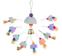 WATIIFUFU 10pcs Parrot Chewing Stone Bird Cage Hanging with Calcium Milk Molars Pendant Bite String Accessories for Budgies Cockatiels Macaws Cage Bell for Foot Color