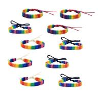 WATIIFUFU 10pcs Rainbow Knitted Bracelets DIY Wrist Strap Decor Unisex Handwoven Wrist Chains for Pride and Everyday Wear Mixed Colors