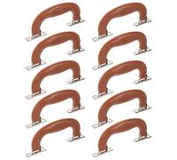 WATIIFUFU 10pcs Replacement Plastic Luggage Handles for Suitcase Toolbox Case, Semi-Round Ergonomic Grip, Brown Silver Feet, Travel and Camera Equipment Carrying Handles