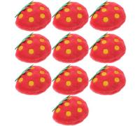 WATIIFUFU 10pcs Strawberry Plush Cat for Cats and Kittens, Soft Pink Fruit Shape Interactive Playing with Grabbing Function for Pet Playing at Home