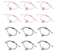 WATIIFUFU 12Pcs Adjustable Handmade Braided Rope Bracelets for Mental Health Ptsd Awareness, Inspirational Pink Cord Jewelry for Women, Charity Suicide Prevention Wristbands