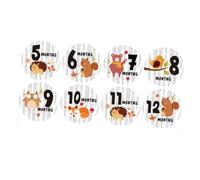 WATIIFUFU 12pcs Animal Pattern Stickers for Newborns Self-Adhesive Month Stickers Creative Photography Props to Track Boy Girl Growth for Showers and Social Media Sharing