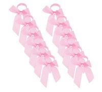 WATIIFUFU 12pcs Pink Gingham Bow Napkin Rings for Wedding Reception Table Decor Elegant Ribbon Holders for Shower Bridal Brunch Decorations Secure Cloth Napkin Rings for Party Centerpieces