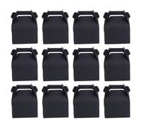 WATIIFUFU 12pcs Small Handheld Cake Boxes with Handle Black Kraft Paper Cupcake Boxes for Party Favors Portable Multi-function Mousse Dessert Packaging Gift for Birthdays and Events