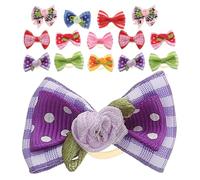 WATIIFUFU 15pcs Dog Ponytail Bows Flower Hair Ties for Tiny Pups | Ribbon and Rubber Band Set, Easy to Swap and Remove, for Malteses and Poodles at Daily Outfits or Parties Random Color