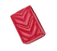 WATIIFUFU 1pc Mini Cosmetic Bag Wallet for Small Items Purse with Mirror for Travel and Daily Use Red Makeup Organizer