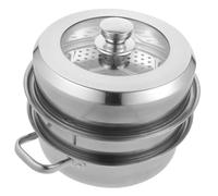 WATIIFUFU 1pc Stainless Steel Double Steamer Pot for Soup and Dumplings Induction Compatible Stockpot Design Versatile Cooking for Gas and Electric Stoves