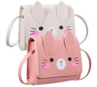 WATIIFUFU 2 Pcs Bunny Crossbody Purse for Cute Small Coin Pouch with Single Shoulder Strap Large Capacity Pu Material Adorable Rabbit Shape Bags for Everyday Use and Birthday