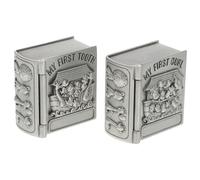 WATIIFUFU 2 Pcs Metal Tooth Storage Boxes with Flannel Lining Keepsake Containers for Boys and Cute Animal Pattern Tooth Curl Treasure Chest for Baptism Birthday Christmas