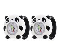 WATIIFUFU 2 Pcs Silicone Panda Watch for Boys, Flexible Cartoon Slap Band ’s Wristwatch, Student Timepiece Suitable for Daily Wear and School Use