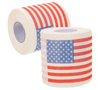 WATIIFUFU 2 Rolls American Flag Printed Toilet Paper Roll, Novelty Toilet Paper Roll, Wood Pulp, Creative Embossed Design, Non-allergenic, Safe, Napkin and Table Use
