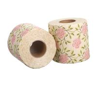 WATIIFUFU 2 Rolls Rose Print Decorative Toilet Paper Cute Bamboo Pulp Tissue with Elegant Floral Design for Bathroom Decor Stylish and Creative Home Accessory Soft and Convenient Storage
