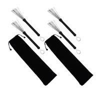 WATIIFUFU 2 Sets Stainless Steel Drum Brushes with Carry Bag Professional Wire Brush Sticks for Jazz and Acoustic Drum Kits for Musicians and Percussionists