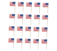 WATIIFUFU 200pcs Wooden Toothpick Flags for Cake Cocktail Picks Party Decorations Birthday Party Decor American Style