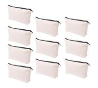 WATIIFUFU 20pcs Canvas Pencil Case Portable Pen Storage Bag with Zipper Closure for School and DIY Use, Beige Canvas Material for Keeping Things Organised and Easy to Open Random Color