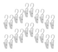 WATIIFUFU 20pcs White Plastic Laundry Hook Clips Strong and Versatile Boot Hanger Clips for Clothes and Files Suitable for Indoor and Outdoor Activities