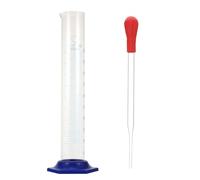 WATIIFUFU 2pcs 500ml Glass Graduated Cylinders with Blue Base and Dropper Set, Measuring Cylinders for Laboratory Supplies and Chemistry Experiments Random Style