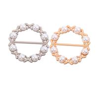 WATIIFUFU 2pcs Artificial Pearl Scarf Buckle Metal Round Ring Clamp in Matte Gold Silver Elegant Scarf Ornament for Women Clothing Corners Practical and Stylish Wrap Holder Accessories