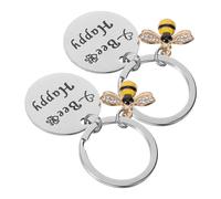WATIIFUFU 2pcs Bee Keychain Pendant Cute Metal Keychain Decor for Teacher's Day for Educators and Lightweight Design for Bags and Accessories