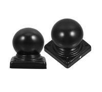 WATIIFUFU 2pcs Black Iron Fence Post Caps with Artistic Metal Finials for 60mm Square Posts, Secure Installation and Aesthetic Protection for Outdoor and Residential Chain Link Fence Parts