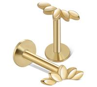 WATIIFUFU 2pcs Cartilage Earrings for Women Flat Back Piercing Jewelry Dainty Conch Studs Smooth Finish Hypoallergenic Metal Helix Tragus Piercing Accessory