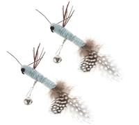 WATIIFUFU 2pcs Cat Feather Teaser Replacement Heads for Interactive Wand with Plush Insect Shape, Lasting Use for Exercising Cats and Changing Biting Behaviour
