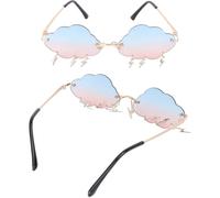WATIIFUFU 2pcs Fashion Sunglasses Lightweight Rimless Sunglasses for Women Creative Cloud Shape Stylish Practical Use Seasons Birthdays Engagements