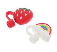 WATIIFUFU 2pcs Funny Rainbow and Strawberry Shape Caps Creative Dust Plugs Cute Cover for Drinking for Indoor and Outdoor Use