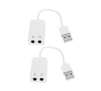 WATIIFUFU 2pcs Independent USB Sound Card Adapter Pack External Audio Interface with Microphone Input and Headphone Output Noise-reducing Laptop Audio Converter Plug and Play for Desktop