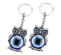 WATIIFUFU 2pcs Keychain Keyring Evil Eye Charm Metal Decorative Owl Pendant Hanging Key Ring for Bag Decorations