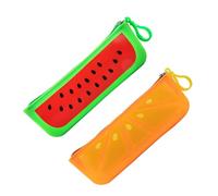 WATIIFUFU 2pcs Large Capacity Silicone Pencil Pouch for Students, Washable Stationery Holder with Cute Vegetable and Fruit Design, Pen Organizer Bag for School Supplies