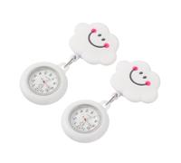 WATIIFUFU 2pcs Lovely Nurse Pocket Watches with Retractable Silicone Hanging Rope, Cloud Shape, Strong and Chic Clothes Decor for Nurses and Students