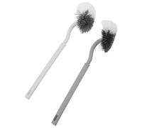 WATIIFUFU 2pcs No Dead Corner Toilet Brush with Stiff Bristles Curved Head Deep Cleaning Scrubber Ergonomic Handle for Comfortable Grip Easy Rinse Bathroom Tool for Home Toilet Bowl
